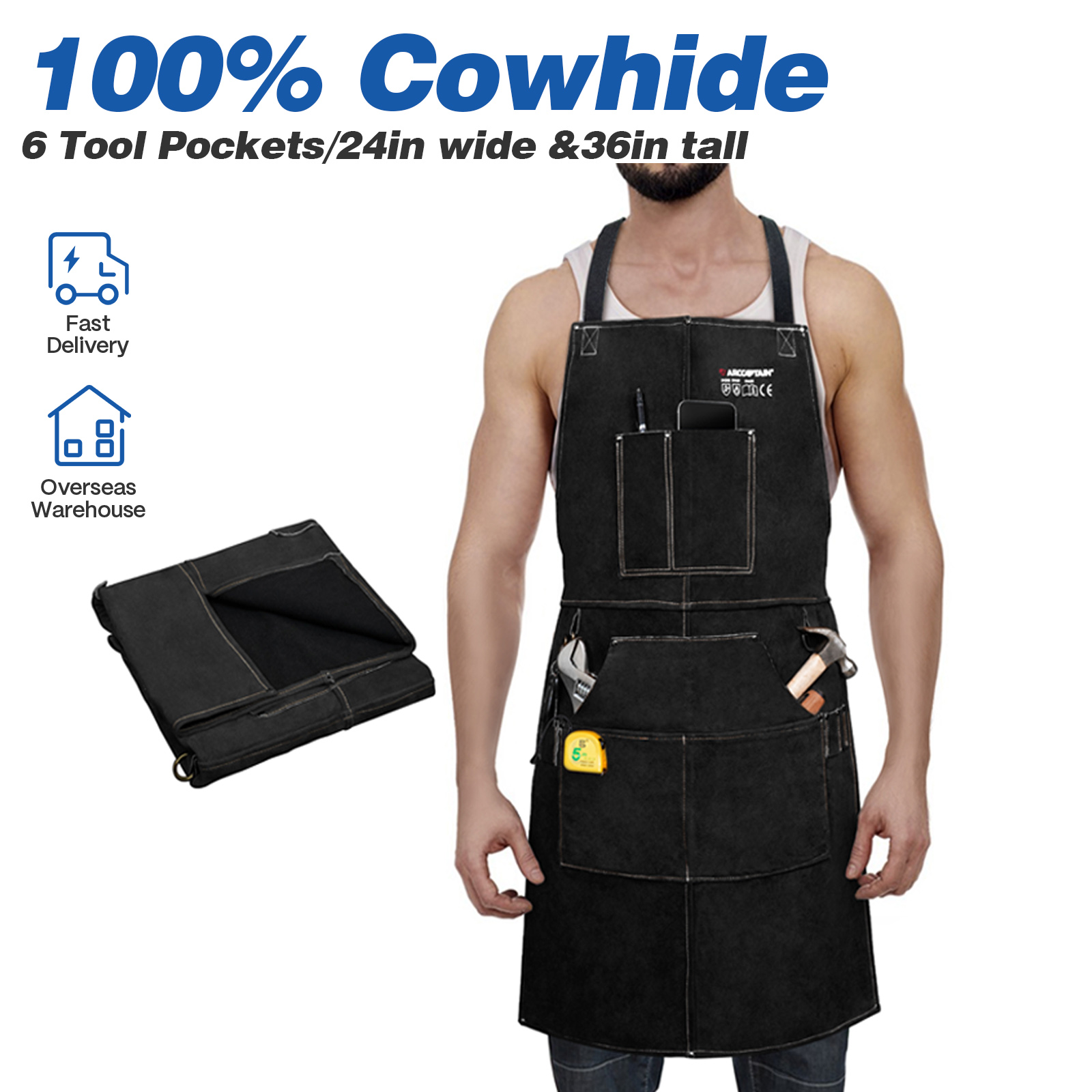 Leatherwork Apron - ARCCAPTAIN 가죽 용접 작업 앞치마 열