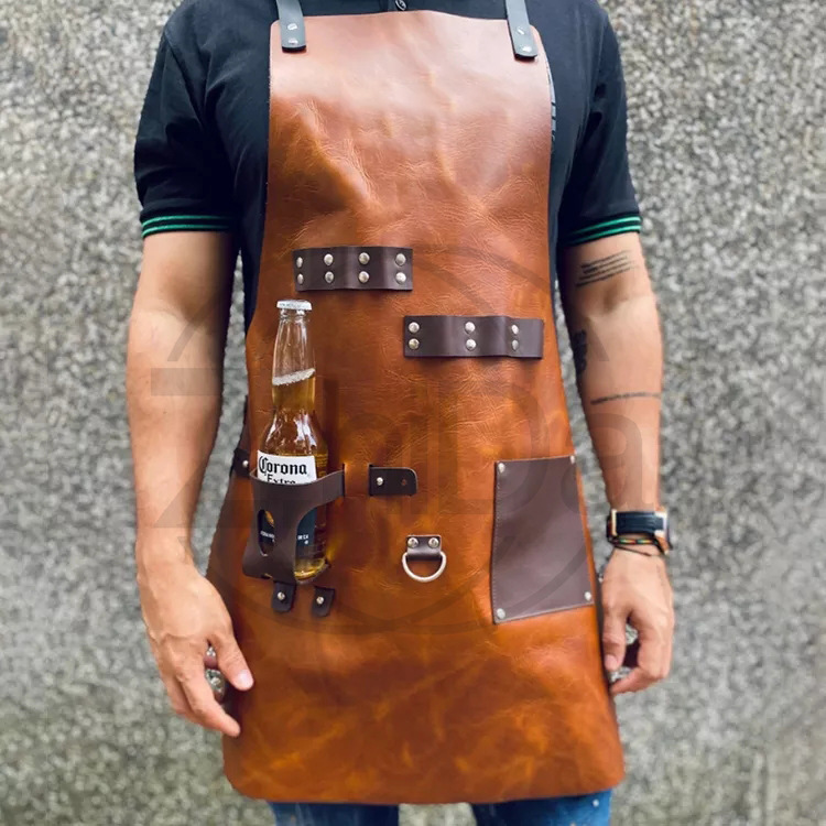 Leatherwork Apron - 다기능 병 홀더 가죽 작업 앞치마