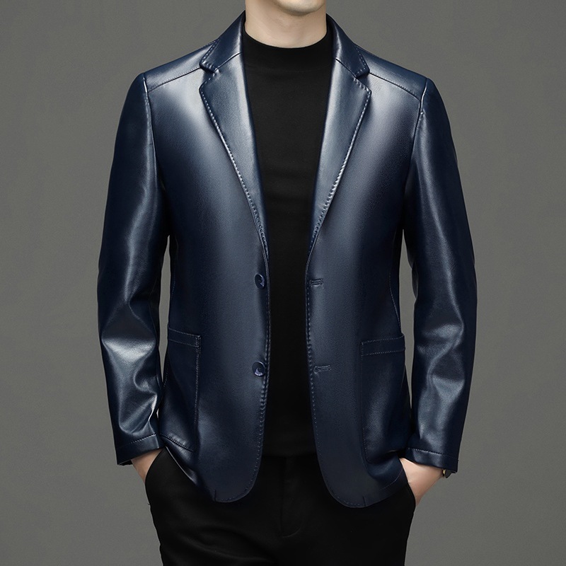 새로운 남성 정품 가죽 블레이저 재킷 슬림 피트 정장  - Leather Work Jacket 리뷰 및 가격
