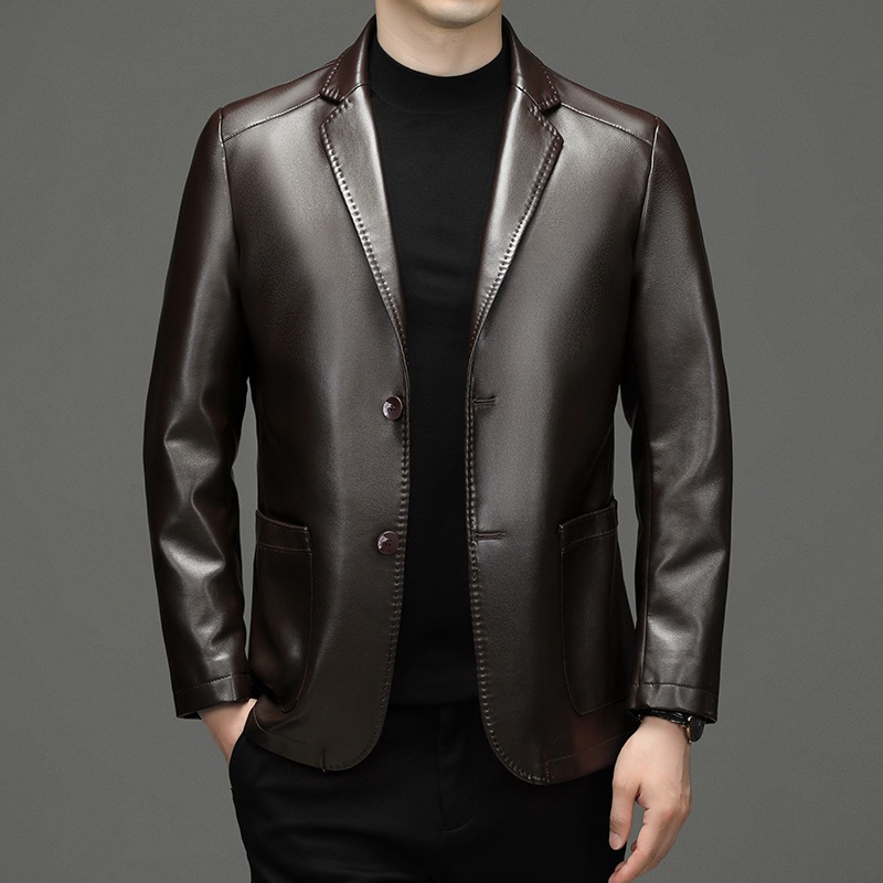 새로운 남성 정품 가죽 블레이저 재킷 슬림 피트 정장  - Leather Work Jacket 리뷰 및 가격