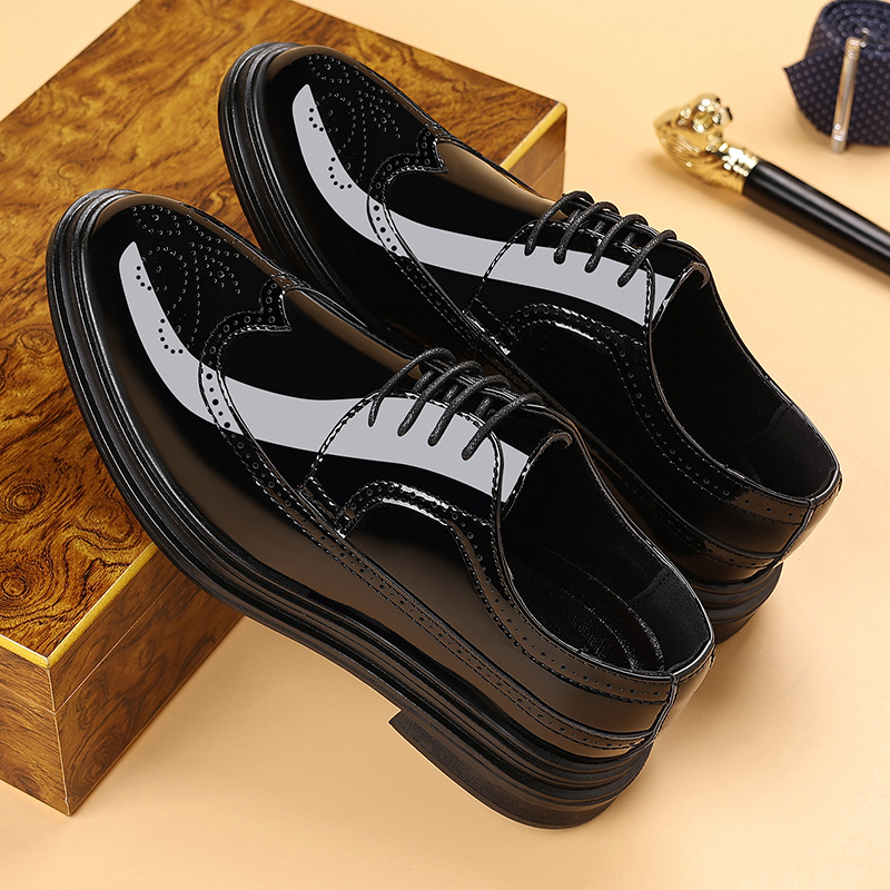 남성용 에나멜 브로그 드레스 슈즈, 레이스업 정장 옥스 - Leather Work Oxfords 리뷰 및 가격
