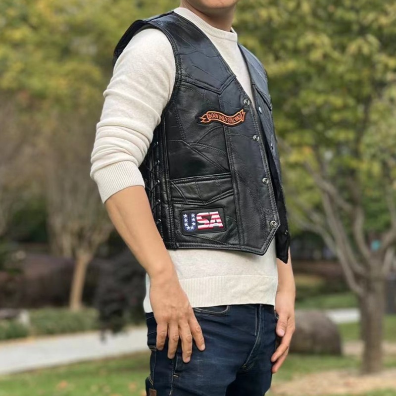 새로운 오토바이 조끼 남성용 카페 모토 스트리트 재킷  - Leather Work Jacket 리뷰 및 가격