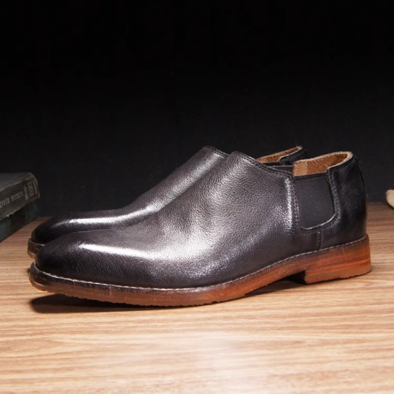 패션 캐주얼 스퀘어 토 첼시 부츠 남성 로우탑 작업용  - Leather Work Oxfords 리뷰 및 가격