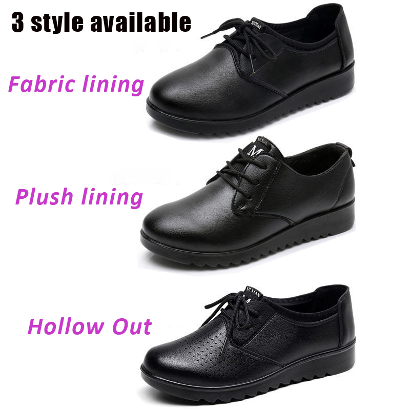 솔리드 블랙 옥스포드 슈즈 여성 작업용 가죽 웨지 플랫 - Leather Work Oxfords 리뷰 및 가격