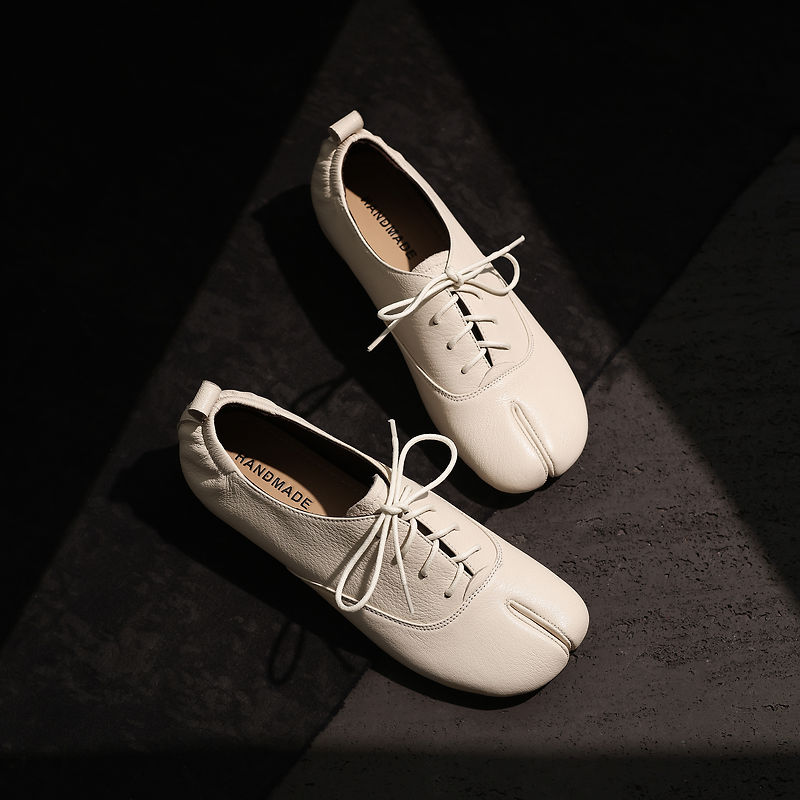 정품 가죽 양가죽 타비 여성화, 스플릿 토 레이스업 플 - Leather Work Oxfords 리뷰 및 가격