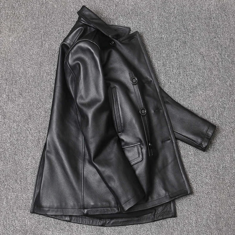 정품 가죽 자켓 남성용 탑 레이어 소가죽 자켓 중간 길 - Leather Work Jacket 리뷰 및 가격