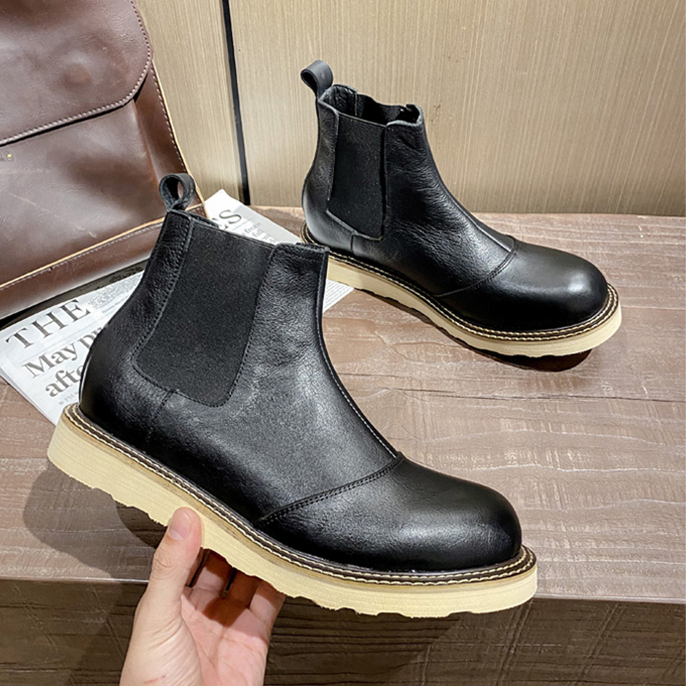 레트로 남성용 천연 가죽 첼시 부츠 하이탑 가죽 작업화 - Leather Work Oxfords 리뷰 및 가격