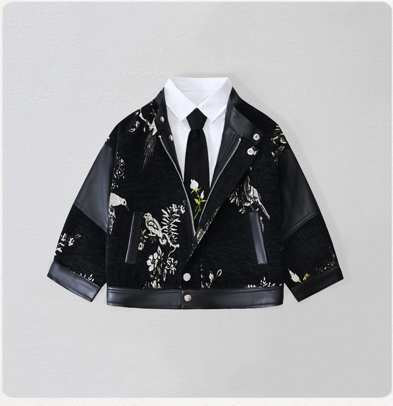 신사풍 아동 자수 모터사이클 PU 가죽 재킷 소년 방수 - Leather Work Jacket 리뷰 및 가격