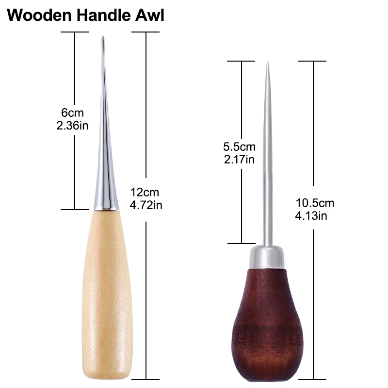 2개입 나무 손잡이 재봉용 아울 구멍 뚫는 핀 도구,  - Leatherwork Hand Sewing Needles 리뷰 및 가격