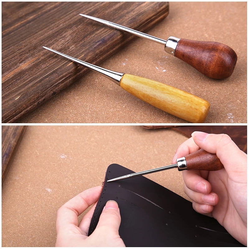 2개입 나무 손잡이 재봉용 아울 구멍 뚫는 핀 도구,  - Leatherwork Hand Sewing Needles 리뷰 및 가격