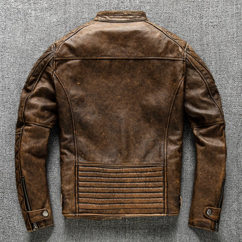 빈티지 남성 가죽 자켓 옐로우 브라운 두꺼운 100%  - Leather Work Jacket 리뷰 및 가격