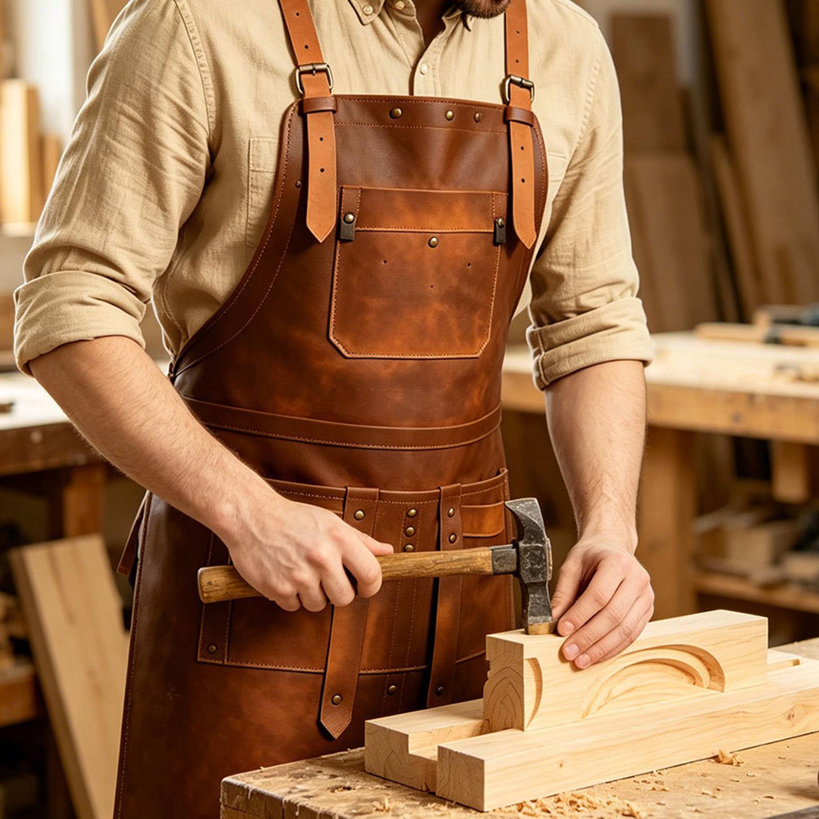 다양한 포켓이 있는 가죽 앞치마, 방수 조절 가능한 스 - Leatherwork Apron 리뷰 및 가격
