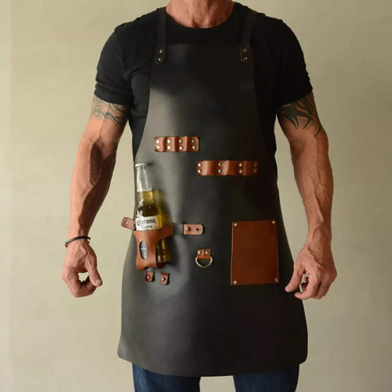야외 PU 가죽 앞치마 야외 바베큐 맥주병 커버 다기능 - Leatherwork Apron 리뷰 및 가격