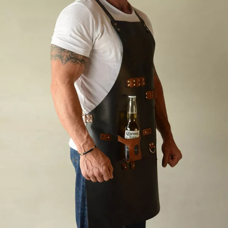 야외 PU 가죽 앞치마 야외 바베큐 맥주병 커버 다기능 - Leatherwork Apron 리뷰 및 가격