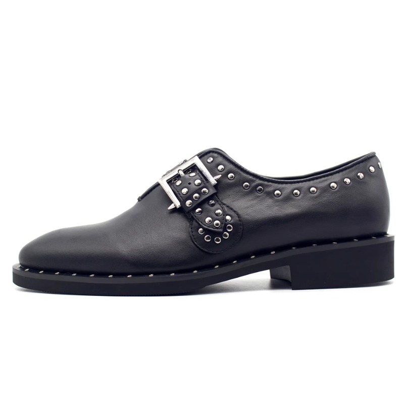 새로운 패션 리벳 먼크 슈즈 로퍼 수제 슬립온 천연 가 - Leather Work Oxfords 리뷰 및 가격