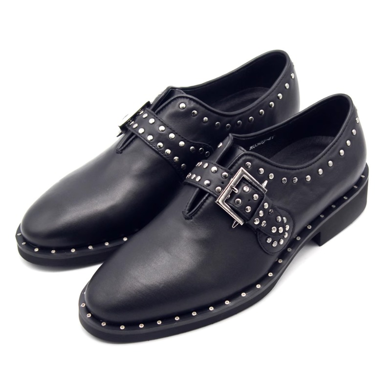 새로운 패션 리벳 먼크 슈즈 로퍼 수제 슬립온 천연 가 - Leather Work Oxfords 리뷰 및 가격